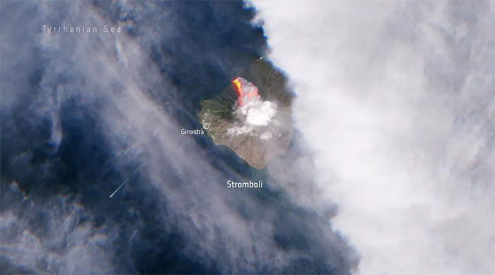 Location of Stromboli volcano and the village of Ginostra, home to about 300 residents