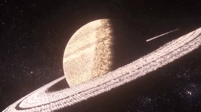 Sao Thổ được Slayton tái hiện trong trò chơi Minecraft với độ chính xác cực cao