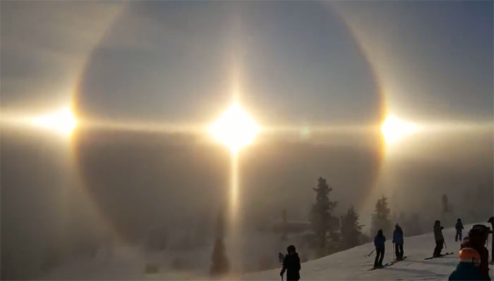 “Mặt trời ma” xuất hiện trên ngọn núi tuyết ở Thụy Điển