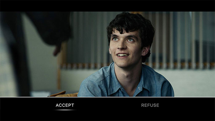 Scene where Stefan receives the job, and the viewer's task is to choose one of the two.