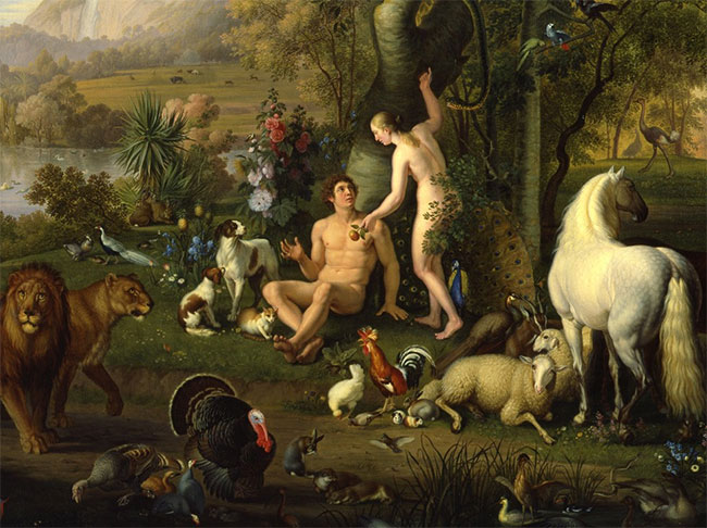 Tác phẩm "Adam, Eva và con rắn trong Vườn địa đàng" của họa sĩ Wenzel Peter