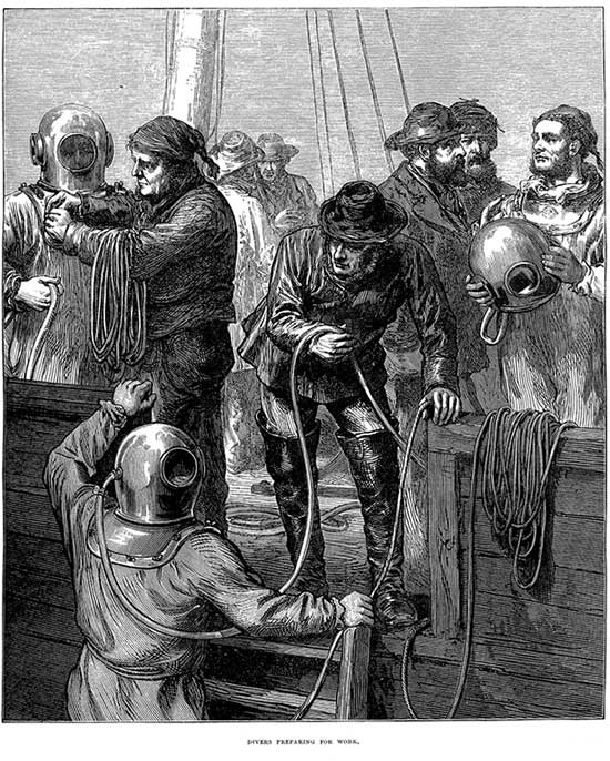 Năm 1827, bộ đồ lặn đầu tiên được phát minh bởi Augustus Siebe