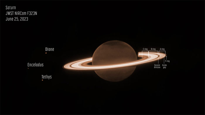 Hình ảnh sao Thổ được chụp bởi kính viễn vọng không gian James Webb.