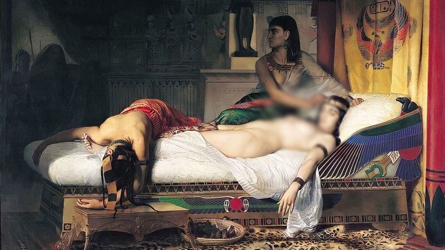  Bức tranh có tên "Cái chết của Cleopatra" (1874) của Jean-André Rixens. 