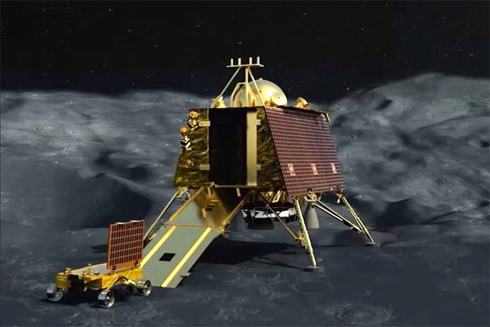 Hình ảnh mô phỏng tàu đổ bộ Vikram và tàu thám hiểm Pragyan của sứ mệnh Chandrayaan-3