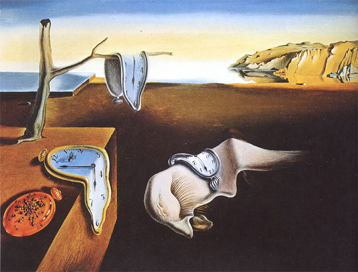 Con ruồi đậu trên chiếc đồng hồ trong bức "Ký ức dai dẳng" của Salvador Dalí.