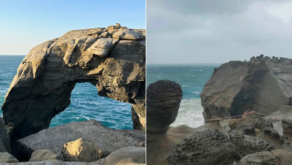 Tảng đá đầu voi nổi tiếng của Đài Loan sụp đổ