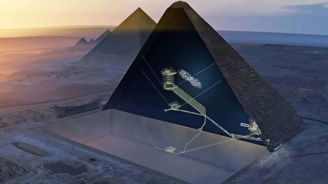 Hình vẽ mô phỏng cấu trúc bên trong của kim tự tháp.