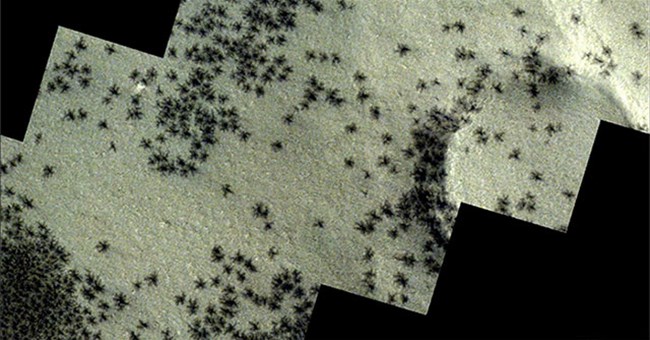 Sởn gai ốc vì phát hiện hàng trăm "con nhện đen" trên sao Hỏa