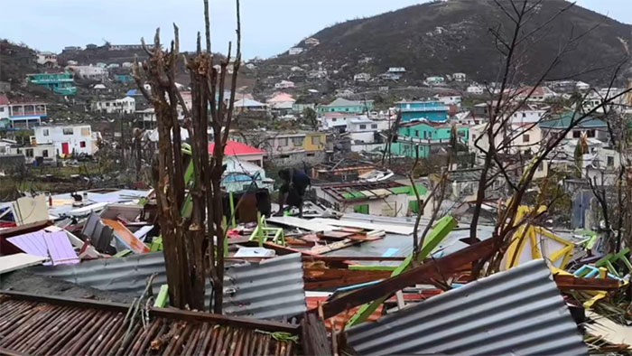 The heavily damaged state of Union Island.